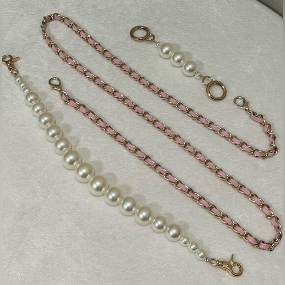 Pink Embossed Leather Handmade Round Wooden Frame Clutch/Crossbody & 2 Chains - Picture 16 of 16